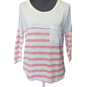 Flamingo Urban striped long sleeve front pocket tee Size L